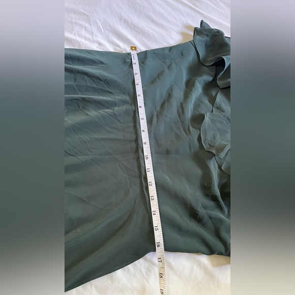 Bill Levkoff Green Ruffled Tiered Prom Gown - Picture 7 of 8